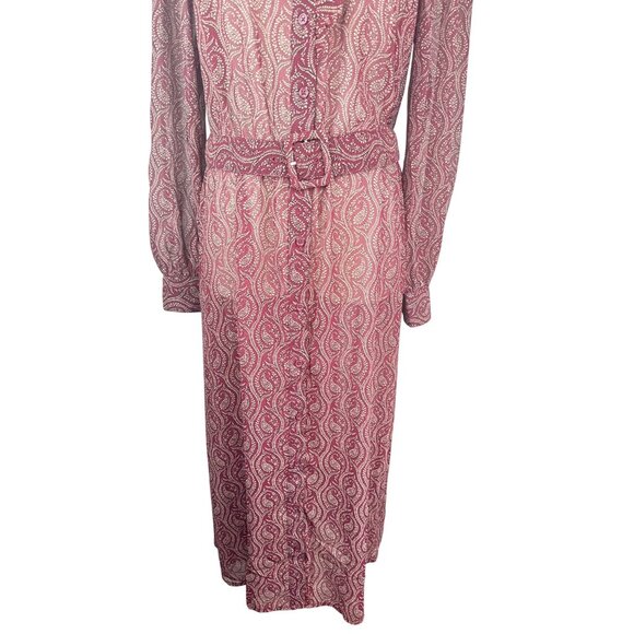 Banana Republic Large Burgundy Paisley Button-Down Midi Ruffle Collar - Picture 6 of 13